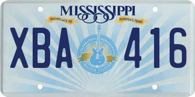 MS license plate XBA416