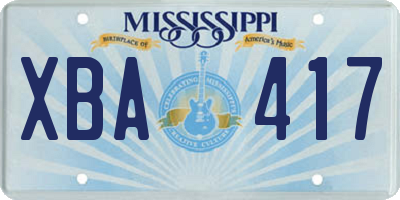 MS license plate XBA417