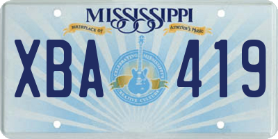 MS license plate XBA419