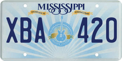 MS license plate XBA420