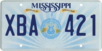 MS license plate XBA421