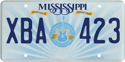 MS license plate XBA423