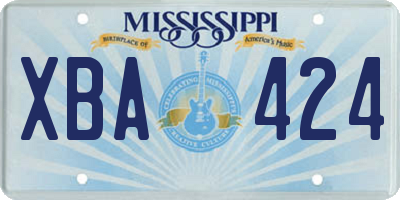 MS license plate XBA424