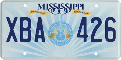 MS license plate XBA426