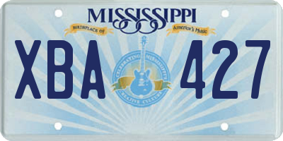 MS license plate XBA427
