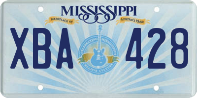 MS license plate XBA428