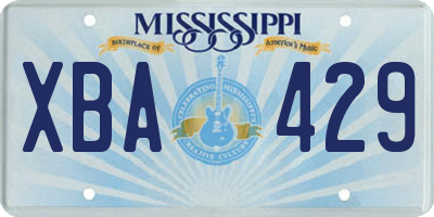 MS license plate XBA429