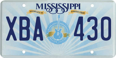 MS license plate XBA430