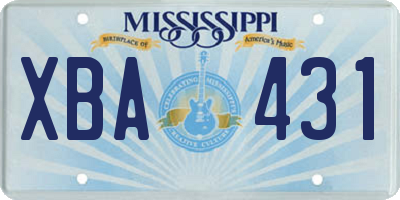 MS license plate XBA431