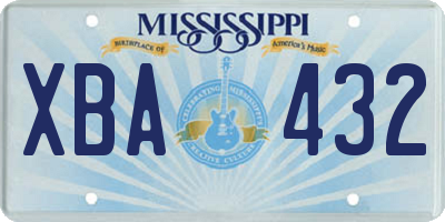 MS license plate XBA432