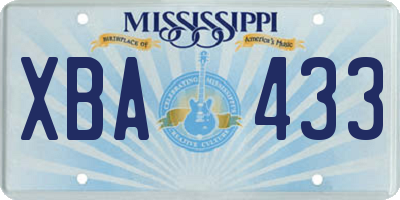 MS license plate XBA433