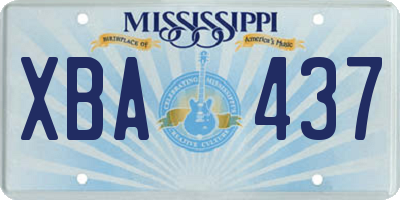 MS license plate XBA437
