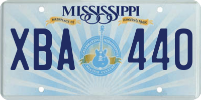 MS license plate XBA440