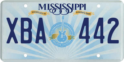 MS license plate XBA442