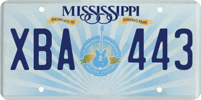 MS license plate XBA443