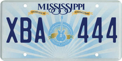 MS license plate XBA444