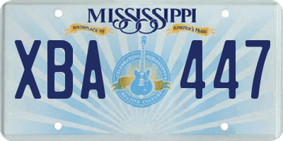MS license plate XBA447