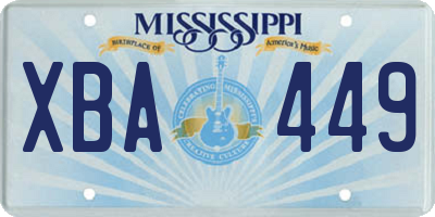 MS license plate XBA449