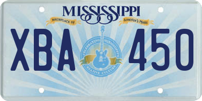 MS license plate XBA450
