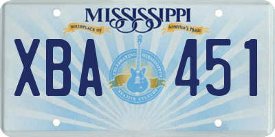 MS license plate XBA451