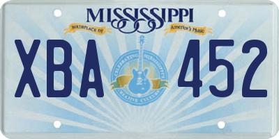 MS license plate XBA452