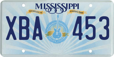 MS license plate XBA453