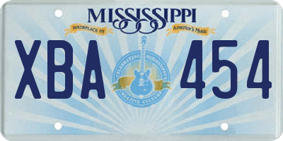 MS license plate XBA454