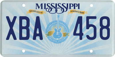 MS license plate XBA458
