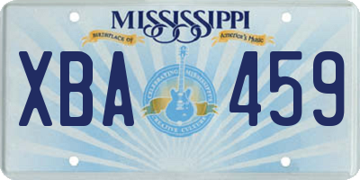 MS license plate XBA459