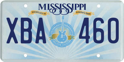 MS license plate XBA460
