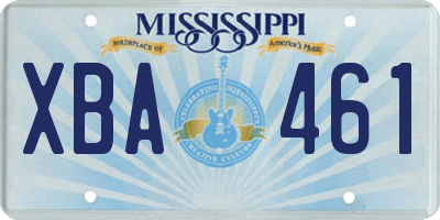 MS license plate XBA461