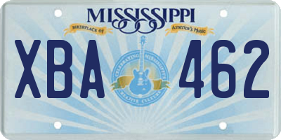 MS license plate XBA462