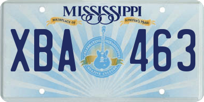 MS license plate XBA463