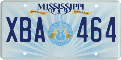 MS license plate XBA464