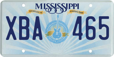 MS license plate XBA465