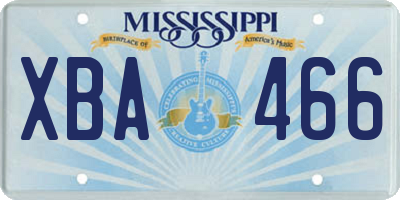 MS license plate XBA466