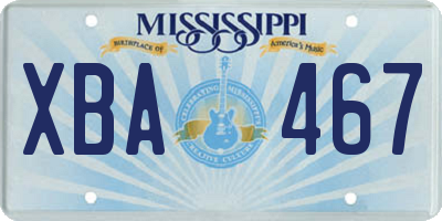 MS license plate XBA467