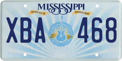 MS license plate XBA468