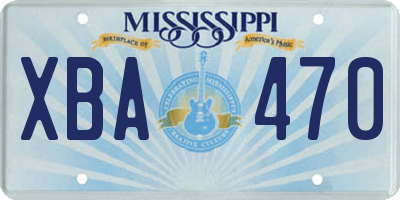 MS license plate XBA470