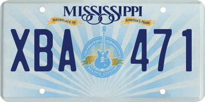 MS license plate XBA471