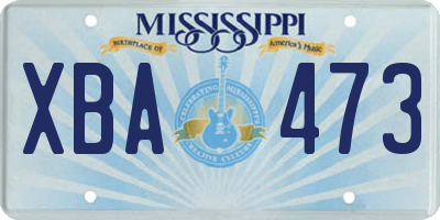 MS license plate XBA473