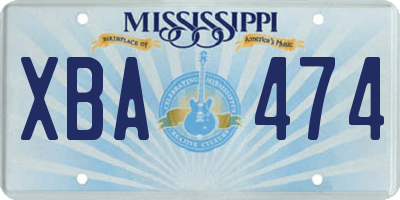MS license plate XBA474
