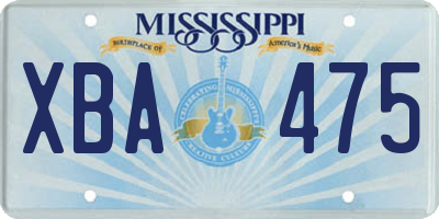 MS license plate XBA475