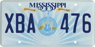 MS license plate XBA476