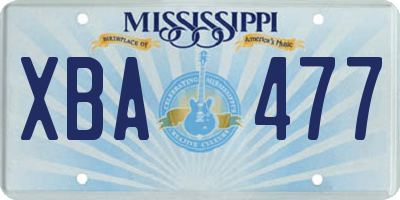 MS license plate XBA477