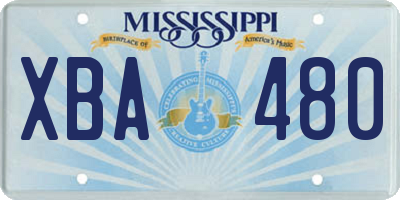 MS license plate XBA480