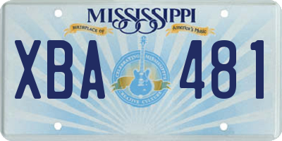 MS license plate XBA481