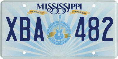 MS license plate XBA482