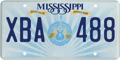 MS license plate XBA488