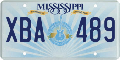 MS license plate XBA489